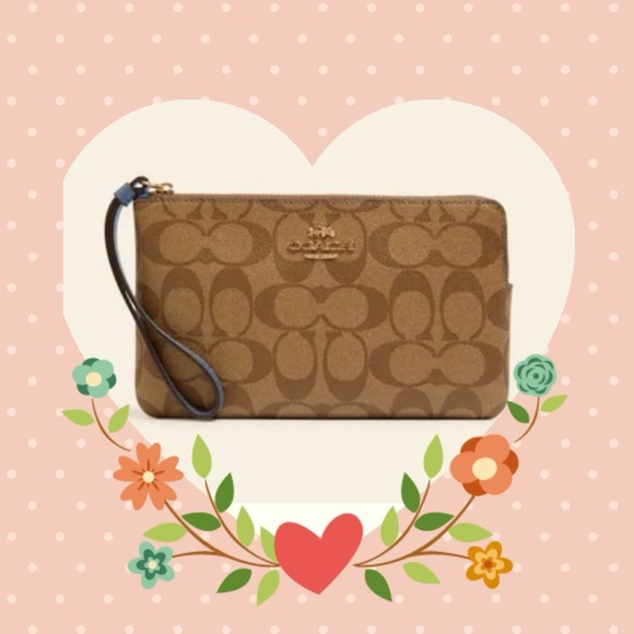 NWT Coach large corner zip wristlet in Signature Canvas - Picture 7 of 7